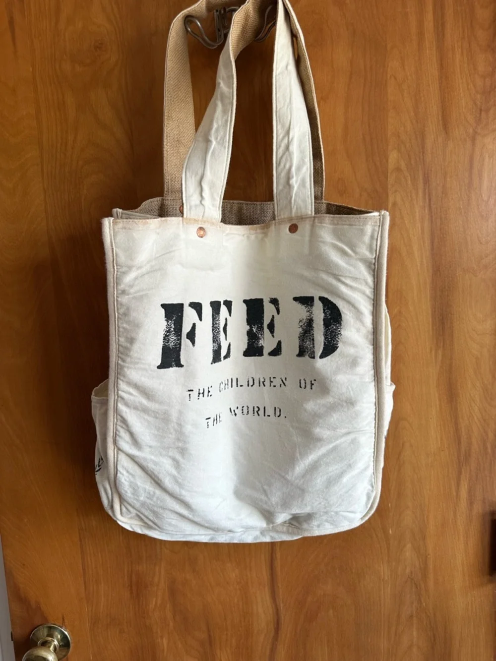FEED Natural Canvas Tote Bag in Beige